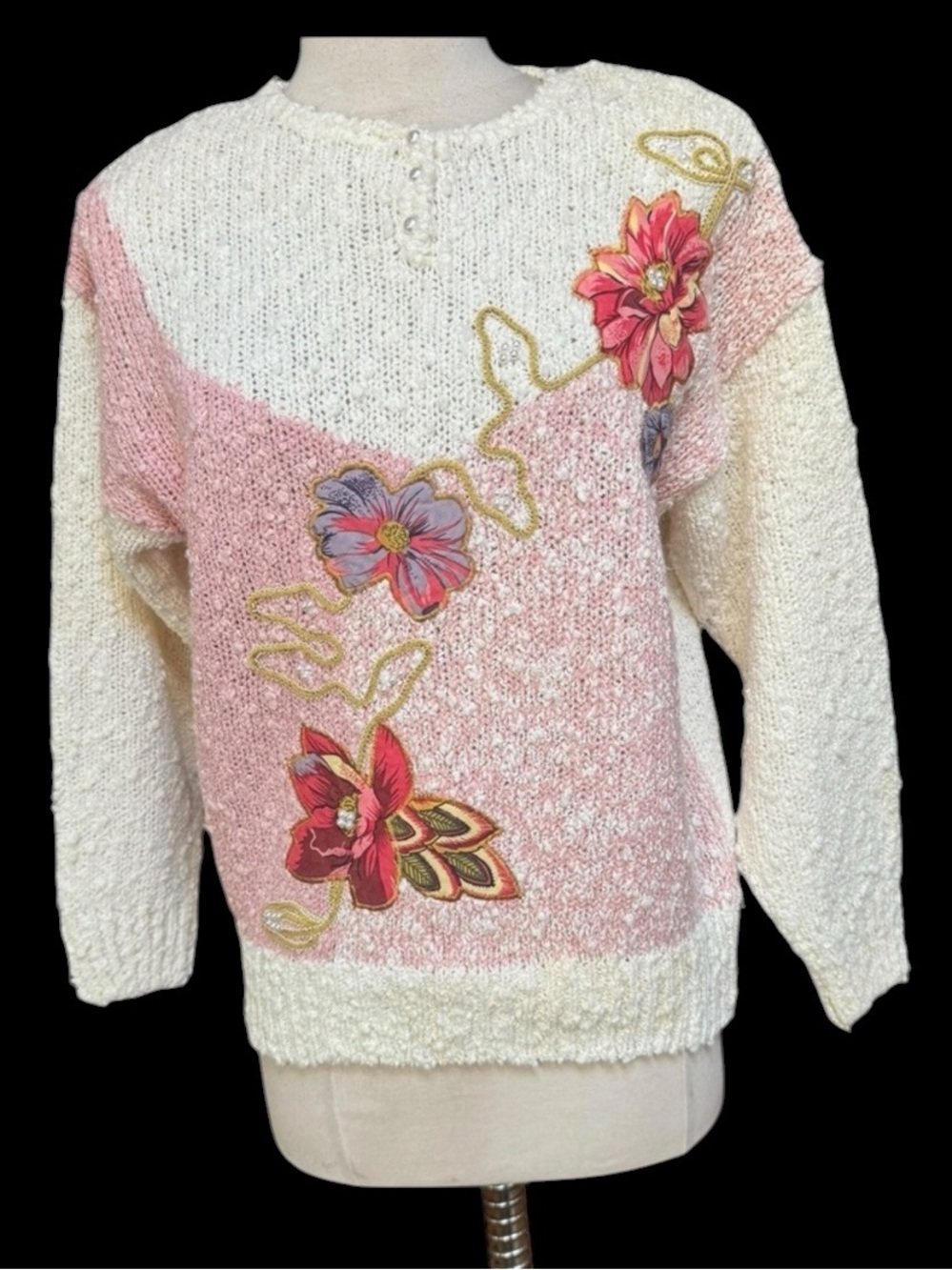 1980s Needles & Yarn Floral Sweater‎
